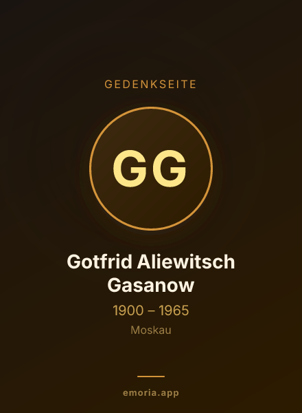 Gedenkportrait von Gotfrid Aliewitsch Gasanow
