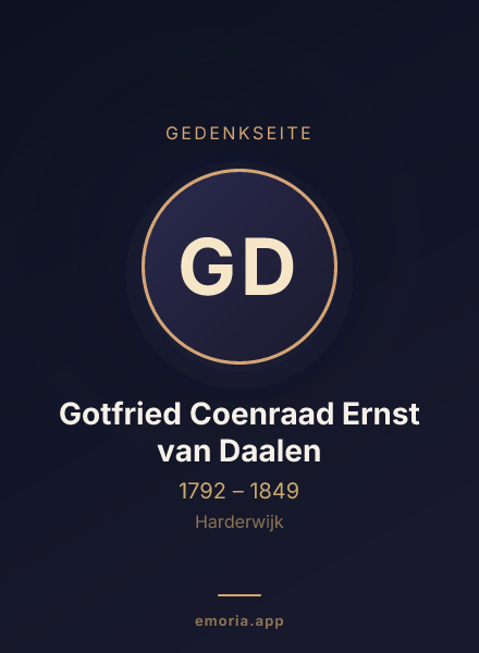 Gedenkportrait von Gotfried Coenraad Ernst van Daalen