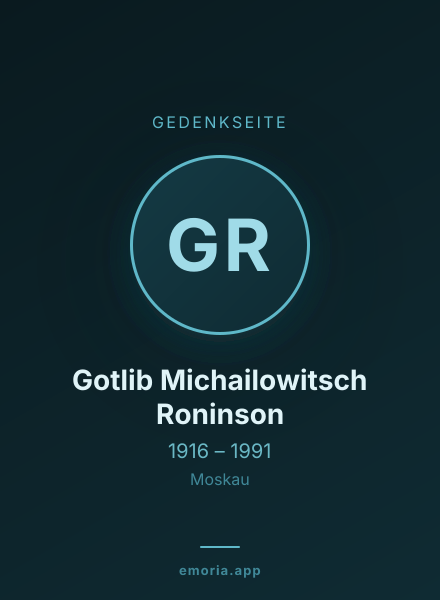 Gedenkportrait von Gotlib Michailowitsch Roninson