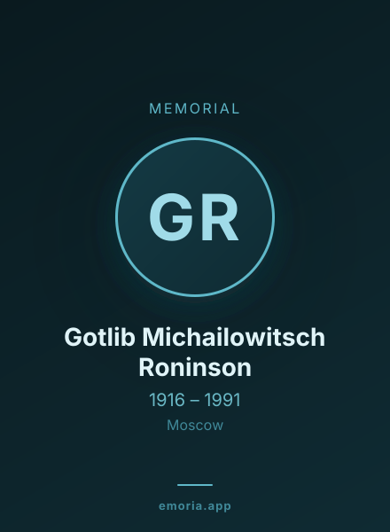 Memorial portrait of Gotlib Michailowitsch Roninson