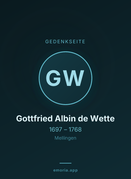 Gedenkportrait von Gottfried Albin de Wette