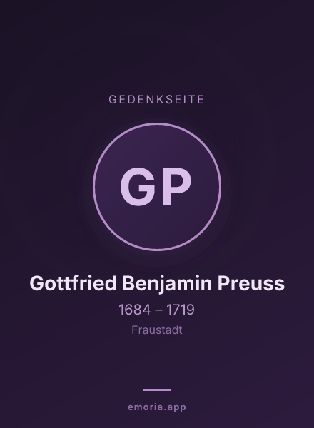 Gedenkportrait von Gottfried Benjamin Preuss