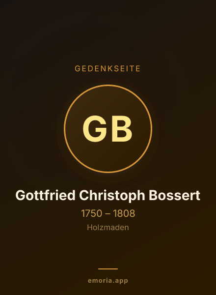 Gedenkportrait von Gottfried Christoph Bossert