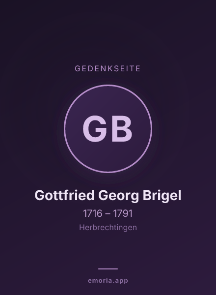 Gedenkportrait von Gottfried Georg Brigel