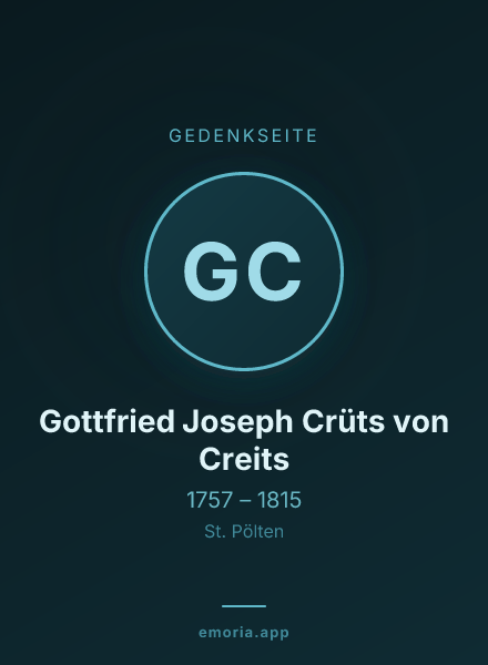 Gedenkportrait von Gottfried Joseph Crüts von Creits