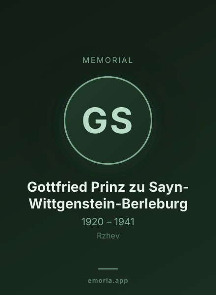 Memorial portrait of Gottfried Prinz zu Sayn-Wittgenstein-Berleburg