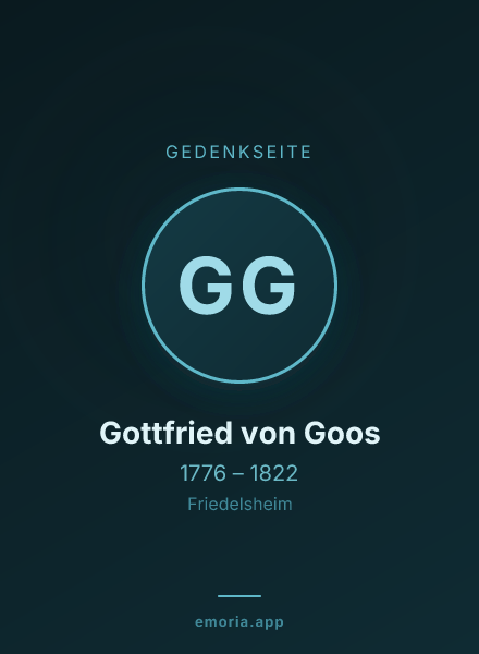 Gedenkportrait von Gottfried von Goos