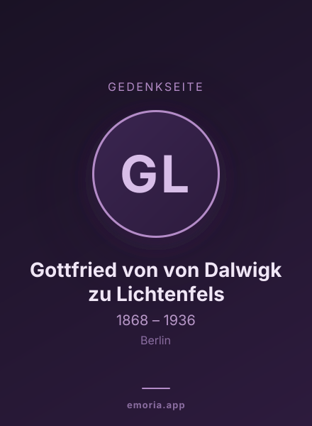 Gedenkportrait von Gottfried von von Dalwigk zu Lichtenfels