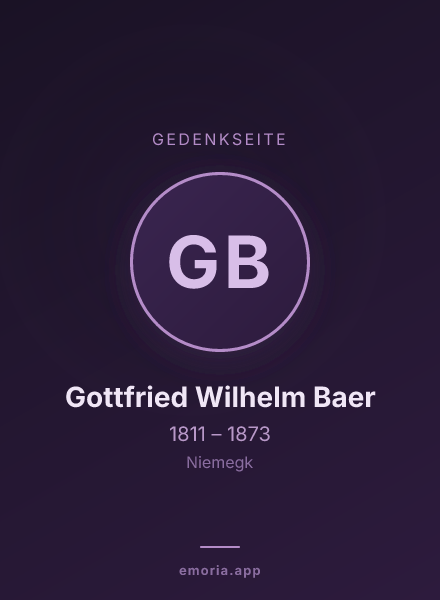 Gedenkportrait von Gottfried Wilhelm Baer