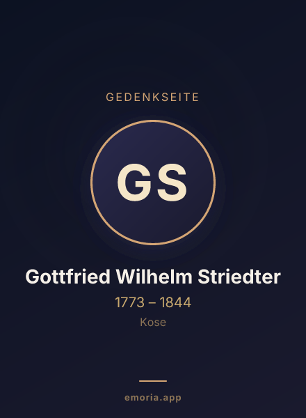 Gedenkportrait von Gottfried Wilhelm Striedter