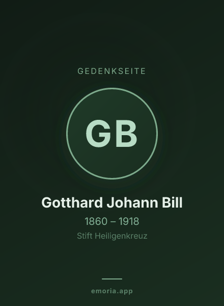 Gedenkportrait von Gotthard Johann Bill