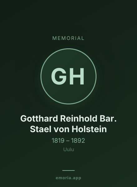 Memorial portrait of Gotthard Reinhold Bar. Stael von Holstein