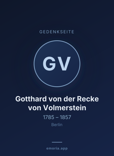Gedenkportrait von Gotthard von der Recke von Volmerstein