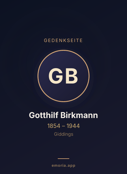 Gedenkportrait von Gotthilf Birkmann