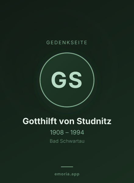 Gedenkportrait von Gotthilft von Studnitz