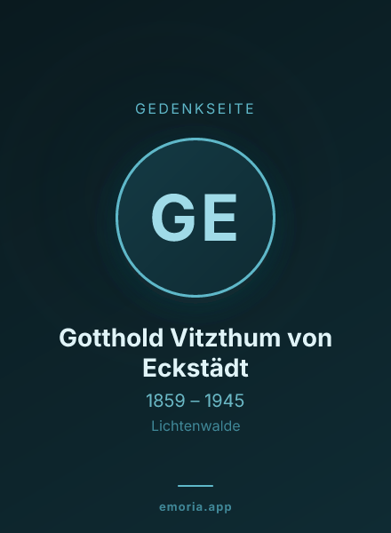 Gedenkportrait von Gotthold Vitzthum von Eckstädt