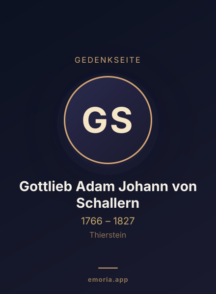Gedenkportrait von Gottlieb Adam Johann von Schallern