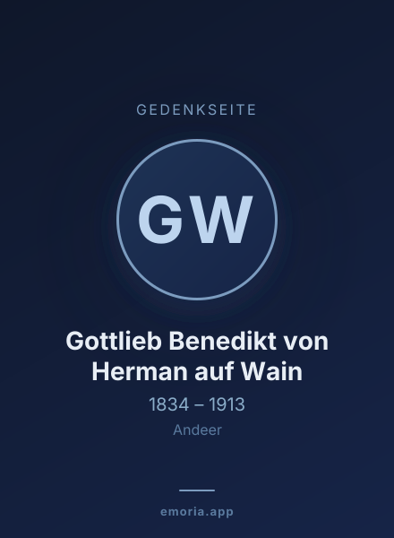 Gedenkportrait von Gottlieb Benedikt von Herman auf Wain