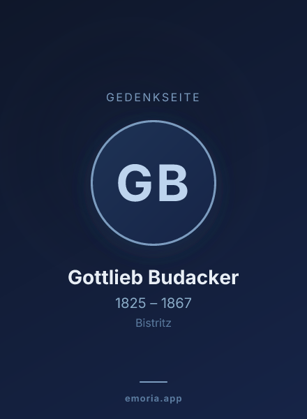 Gedenkportrait von Gottlieb Budacker