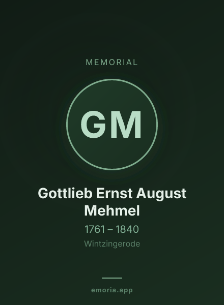 Memorial portrait of Gottlieb Ernst August Mehmel