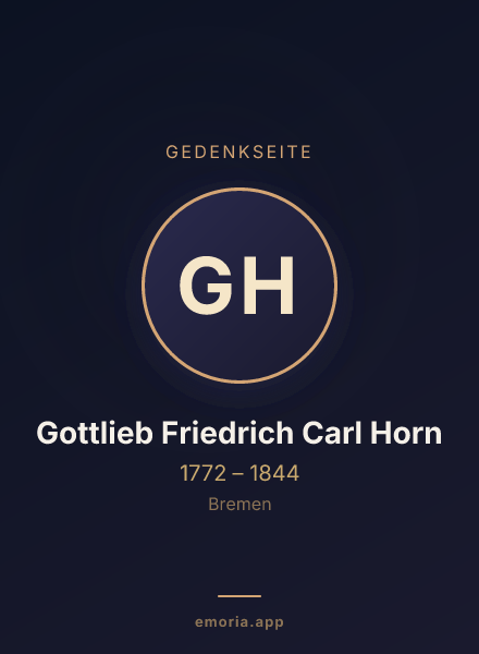 Gedenkportrait von Gottlieb Friedrich Carl Horn