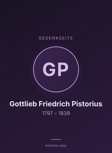 Gedenkportrait von Gottlieb Friedrich Pistorius