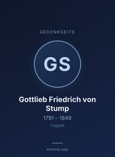 Gedenkportrait von Gottlieb Friedrich von Stump