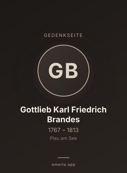 Gedenkportrait von Gottlieb Karl Friedrich Brandes