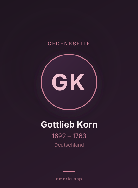 Gedenkportrait von Gottlieb Korn