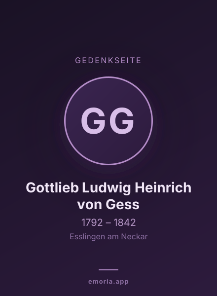 Gedenkportrait von Gottlieb Ludwig Heinrich von Gess