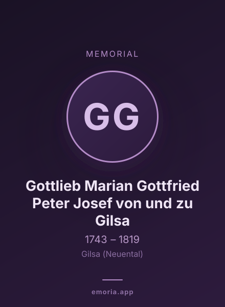 Memorial portrait of Gottlieb Marian Gottfried Peter Josef von und zu Gilsa