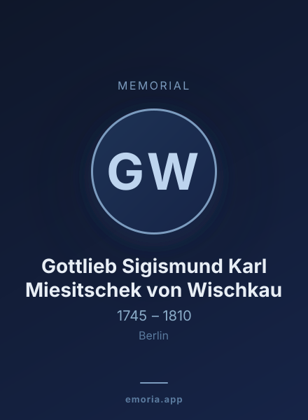 Memorial portrait of Gottlieb Sigismund Karl Miesitschek von Wischkau