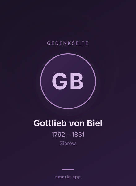 Gedenkportrait von Gottlieb von Biel