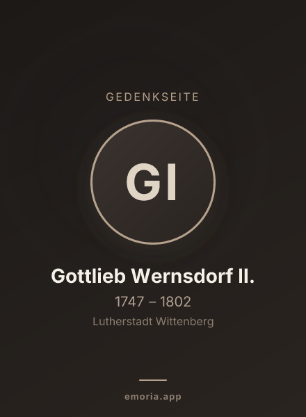 Gedenkportrait von Gottlieb Wernsdorf II.