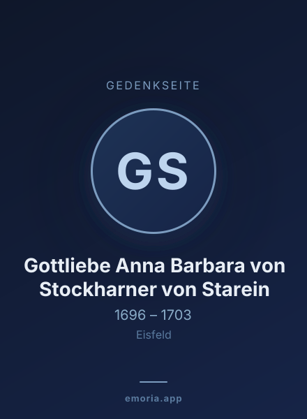 Gedenkportrait von Gottliebe Anna Barbara von Stockharner von Starein