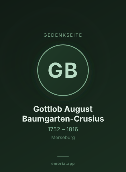 Gedenkportrait von Gottlob August Baumgarten-Crusius