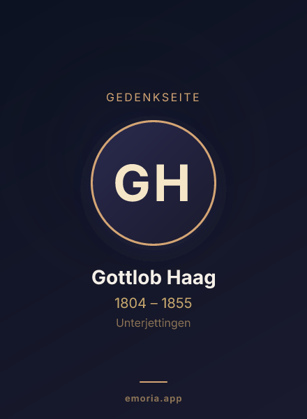 Gedenkportrait von Gottlob Haag