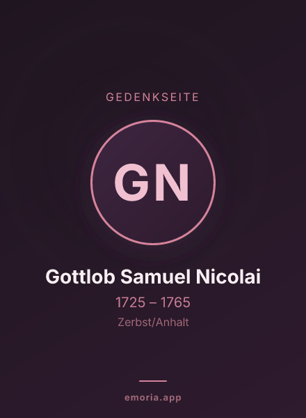 Gedenkportrait von Gottlob Samuel Nicolai