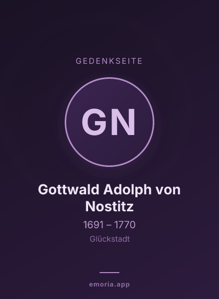 Gedenkportrait von Gottwald Adolph von Nostitz