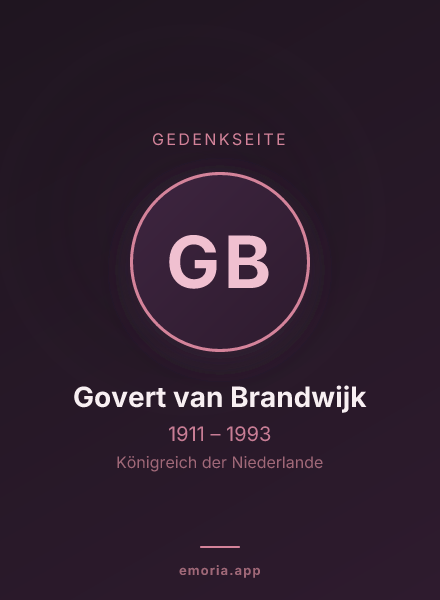 Gedenkportrait von Govert van Brandwijk