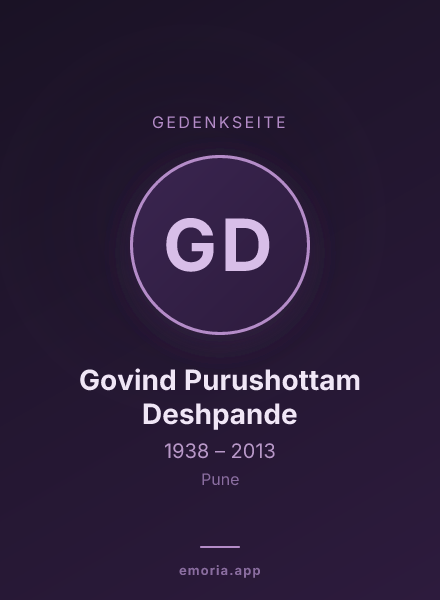Gedenkportrait von Govind Purushottam Deshpande