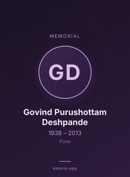 Memorial portrait of Govind Purushottam Deshpande