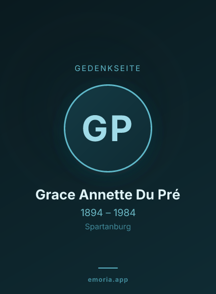 Gedenkportrait von Grace Annette Du Pré