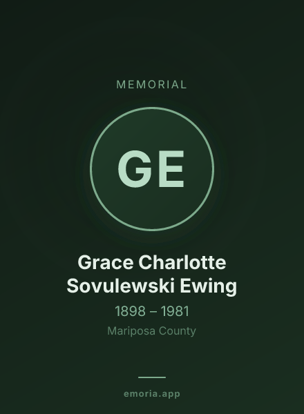 Memorial portrait of Grace Charlotte Sovulewski Ewing