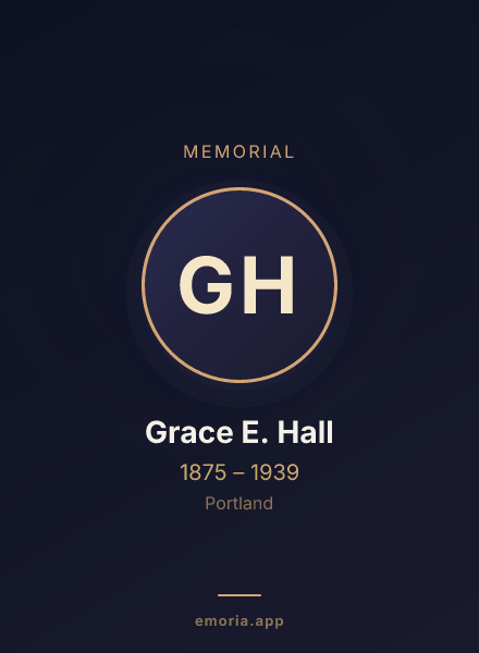 Memorial portrait of Grace E. Hall