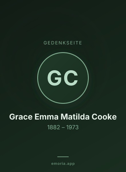 Gedenkportrait von Grace Emma Matilda Cooke