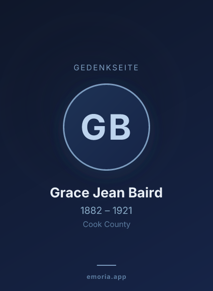 Gedenkportrait von Grace Jean Baird