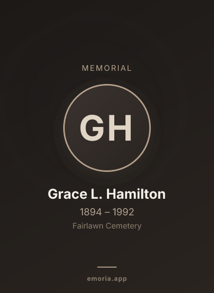 Memorial portrait of Grace L. Hamilton