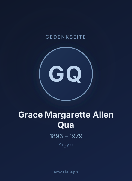 Gedenkportrait von Grace Margarette Allen Qua