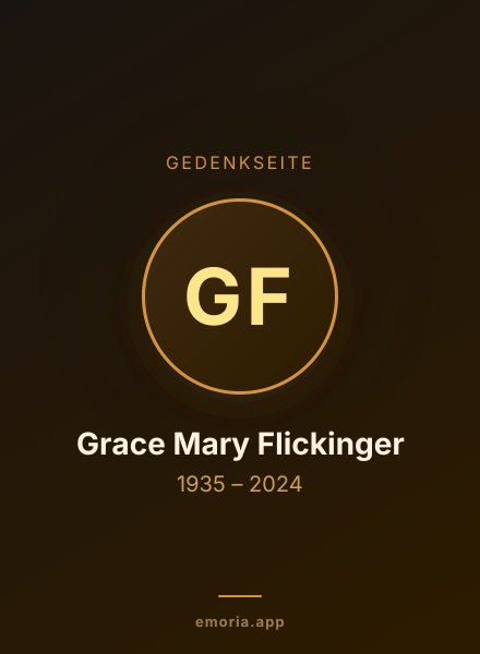 Gedenkportrait von Grace Mary Flickinger